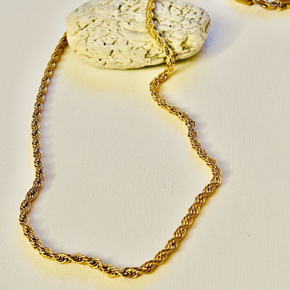 Gold rope chain stainless steel 29” length, width 4 mm - Picture 4 of 7